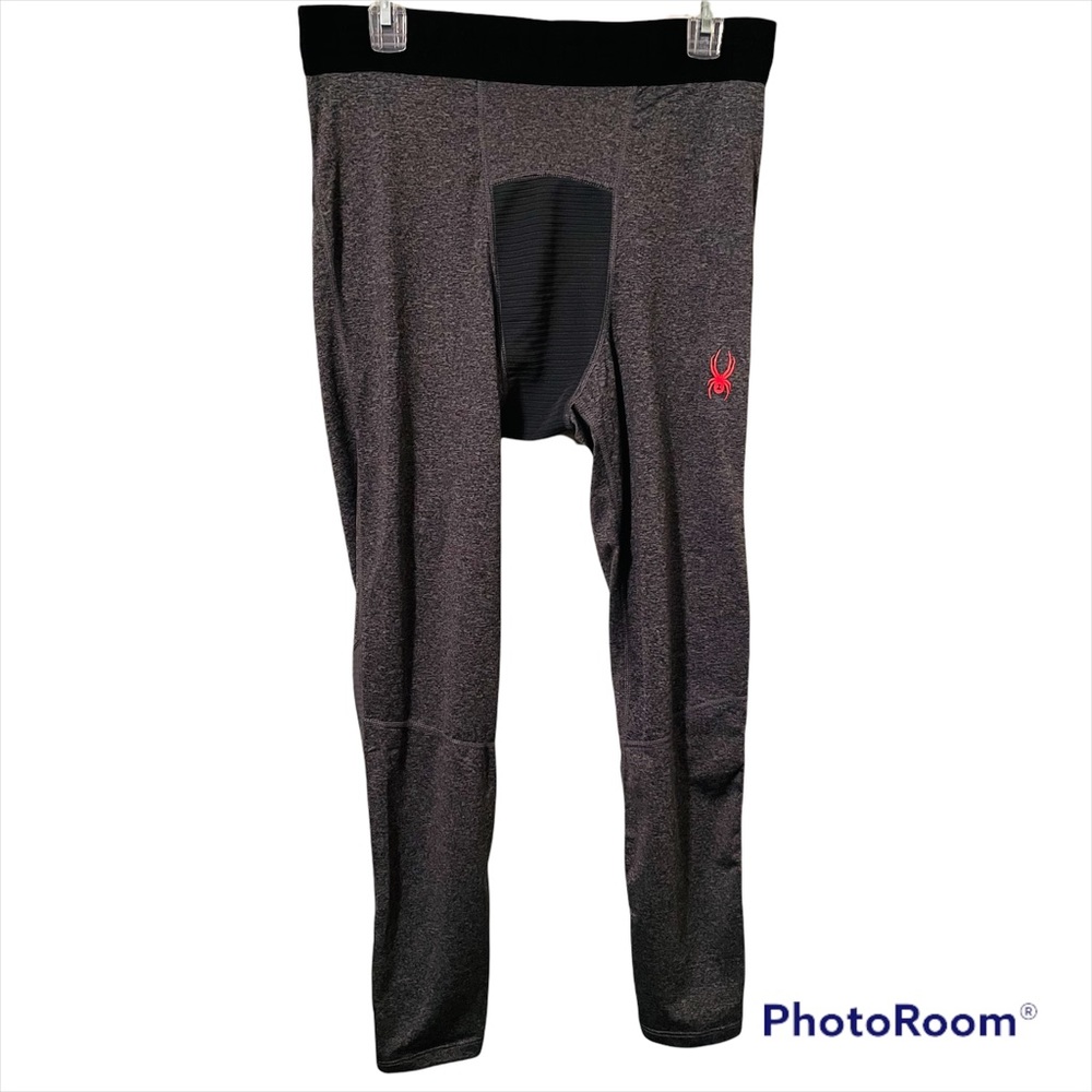 Spyder Mens Baselayer Active ProWeb Charcoal Gray Stretch Pants Tights Size L
